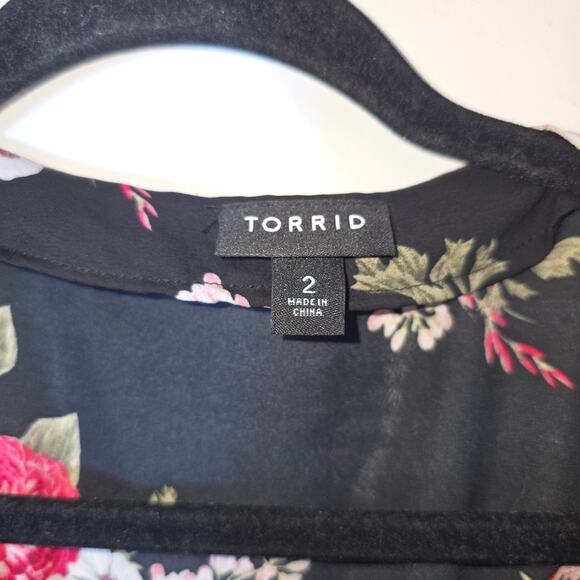 Torrid Floral Kimono Womens Size 2 2X 3/4 Sleeve Semi Sheer Fairycore - Picture 10 of 11